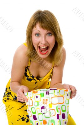 expressive woman shopping