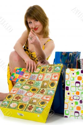 expressive woman shopping