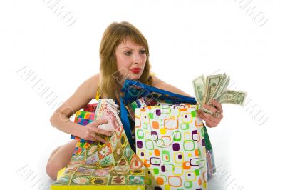 expressive woman shopping