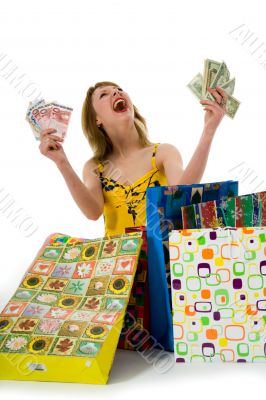 expressive woman shopping