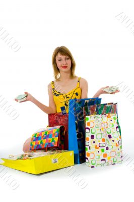 expressive woman shopping
