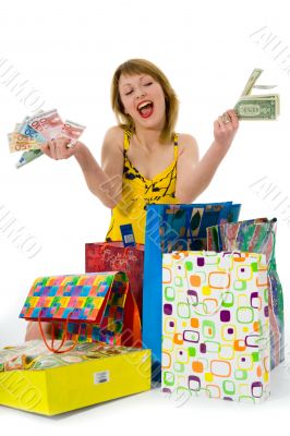 expressive woman shopping