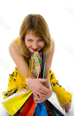 expressive woman shopping