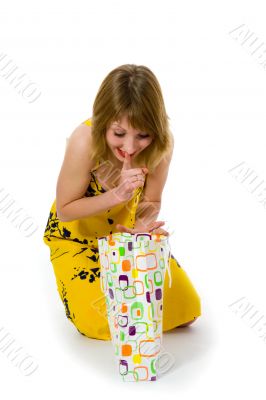 expressive woman shopping