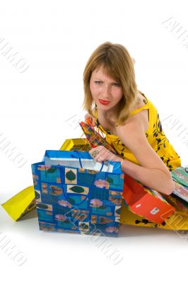 expressive woman shopping