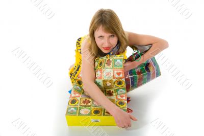 expressive woman shopping