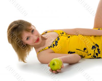 expressive woman with aple