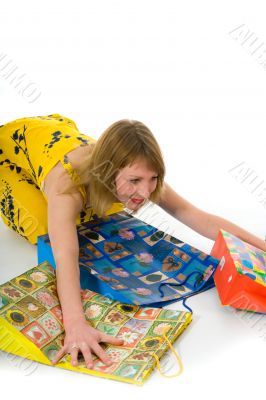 expressive woman shopping