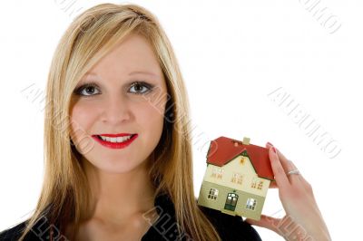 Business woman advertises real estate