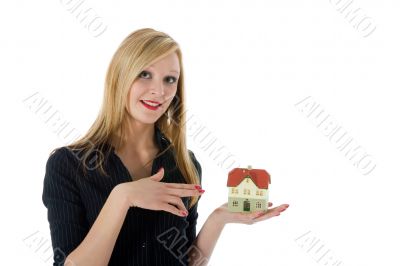 Business woman advertises real estate