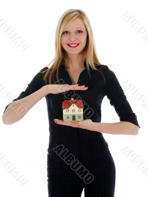 Business woman advertises real estate
