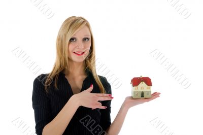 Business woman advertises real estate