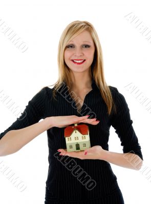 Business woman advertises real estate