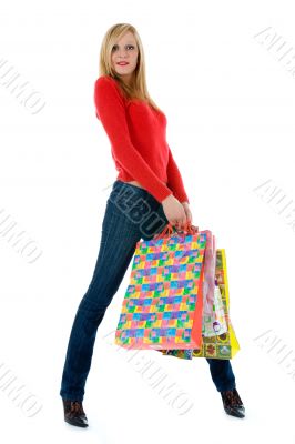 expressive woman shopping