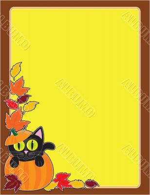 Black Cat Pumpkin Border