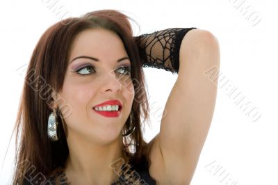 portrait of the brunette with blue eye