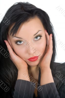 portrait of the brunette with blue eye