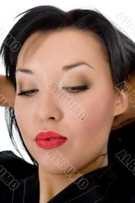 portrait of the brunette with blue eye