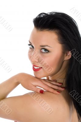 portrait of the brunette with blue eye