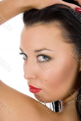 portrait of the brunette with blue eye