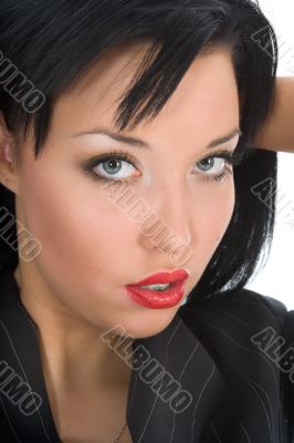 portrait of the brunette with blue eye
