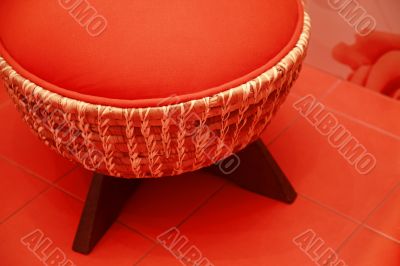 Red padded stool
