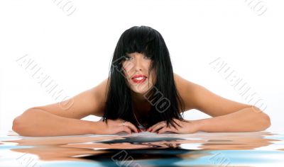 portrait of the brunette with blue eye