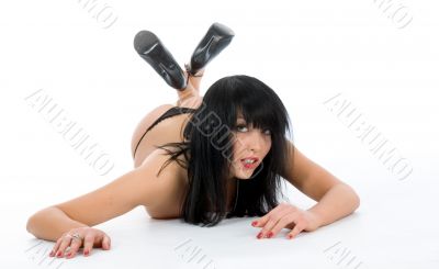 portrait of the brunette with blue eye