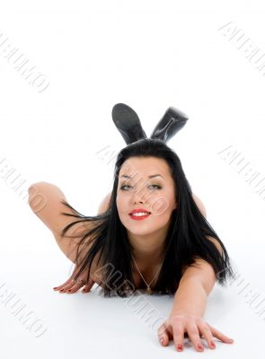 portrait of the brunette with blue eye