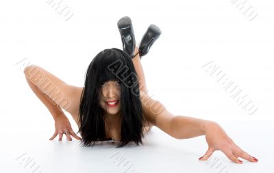 portrait of the brunette with blue eye