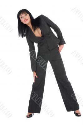 portrait of the brunette with blue eyes