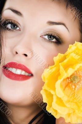 portrait of the brunette with blue eye