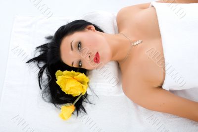 Attractive woman getting spa treatment