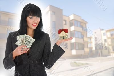 Business woman advertises real estate