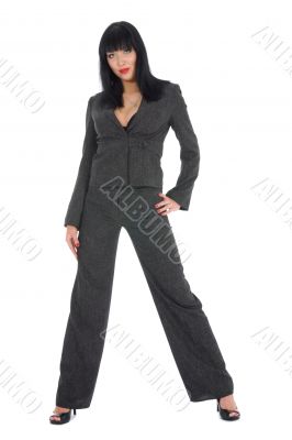 portrait of the brunette with blue eyes