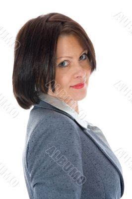 portrait of the brunette with blue eye on