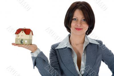 Business woman advertises real estate