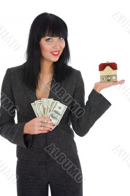 Business woman advertises real estate