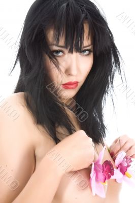 portrait of the brunette with blue eye