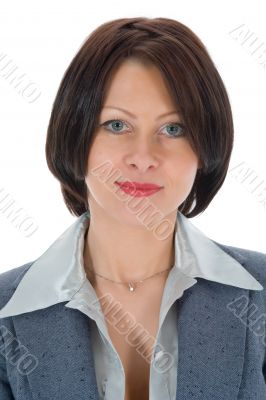 portrait of the brunette with blue eye on