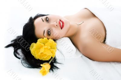 Attractive woman getting spa treatment