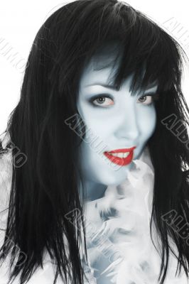 portrait of the brunette with blue eye