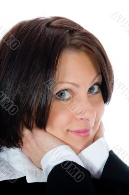 portrait of the brunette with blue eye