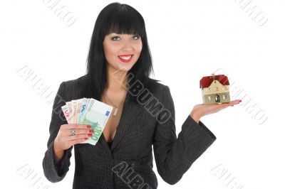 Business woman advertises real estate