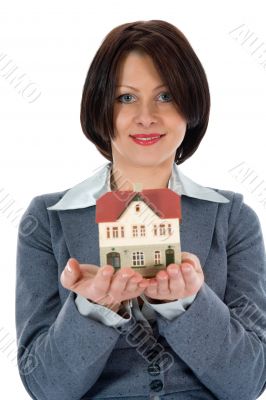 Business woman advertises real estate
