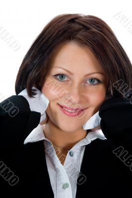 portrait of the brunette with blue eye
