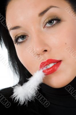 portrait of the brunette with plume