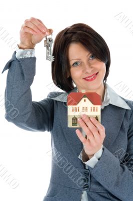 Business woman advertises real estate