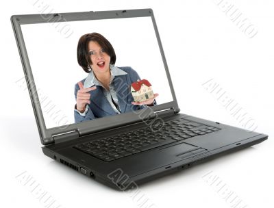 Business woman advertises real estate