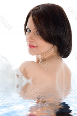 portrait of the brunette with blue eye